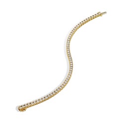 Gelbgold-Tennisarmband mit 4.98 Karat runden Diamanten