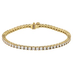 Bracelet tennis en or jaune avec diamants ronds de 4.98 carats