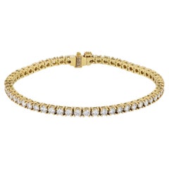 4.98 Carat Round Diamond Yellow Gold Tennis Bracelet