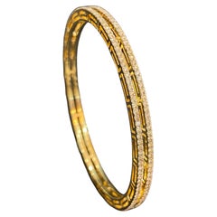 4.98 Carats F/VS1 Round Brilliant Cut Diamonds Double Row Bangle 14K Yellow Gold