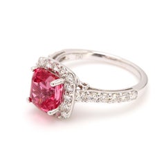 4.98 Ct Halo Pink Spinel Ring with 0.88ct Diamonds Set in 18K by Neil Savalia