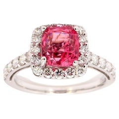 4.98 Ct Halo Pink Spinel Ring with 0.88ct Diamonds Set in 18K by Neil Savalia