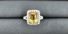 4.98 ct Natural Yellow Sapphire & Diamond Ring