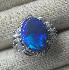 4,98ct Australischer Schwarzer Opal & Diamant Platin Ring