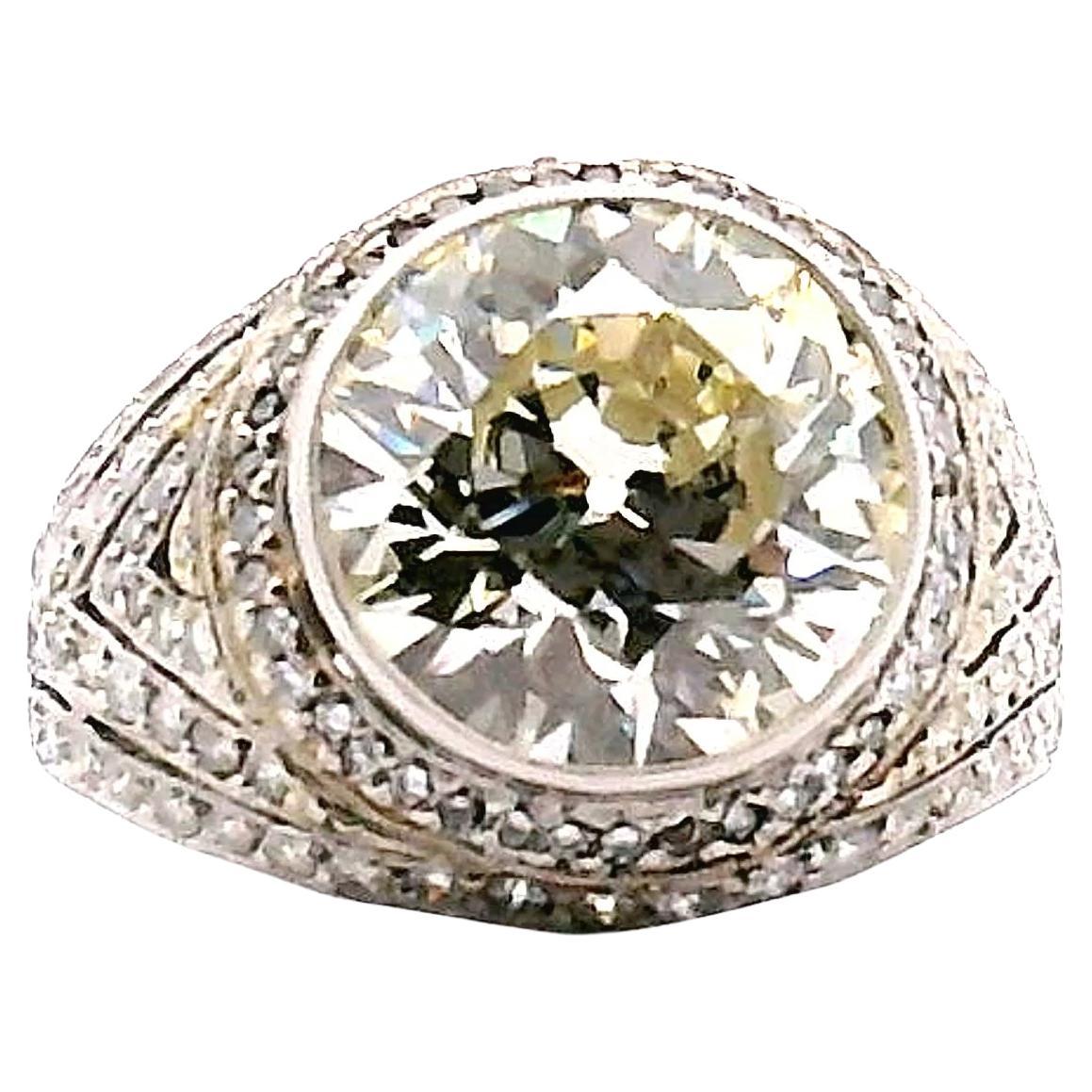 4,98ct Runder Euroschliff Diamant Verlobungsring im Angebot