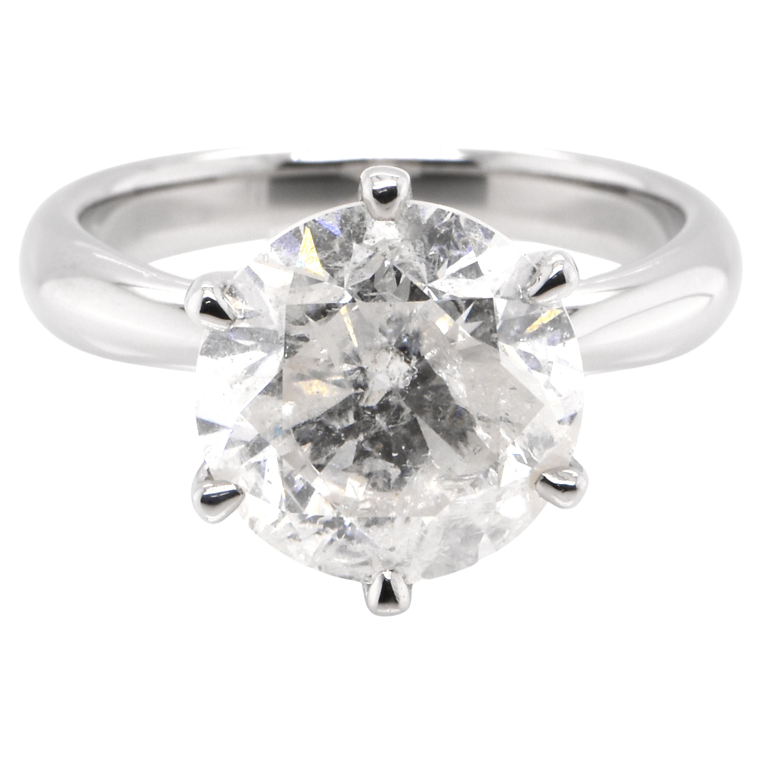 4.99 Carat Natural "Salt and Pepper" Diamond Solitaire Ring Made in Platinum For Sale