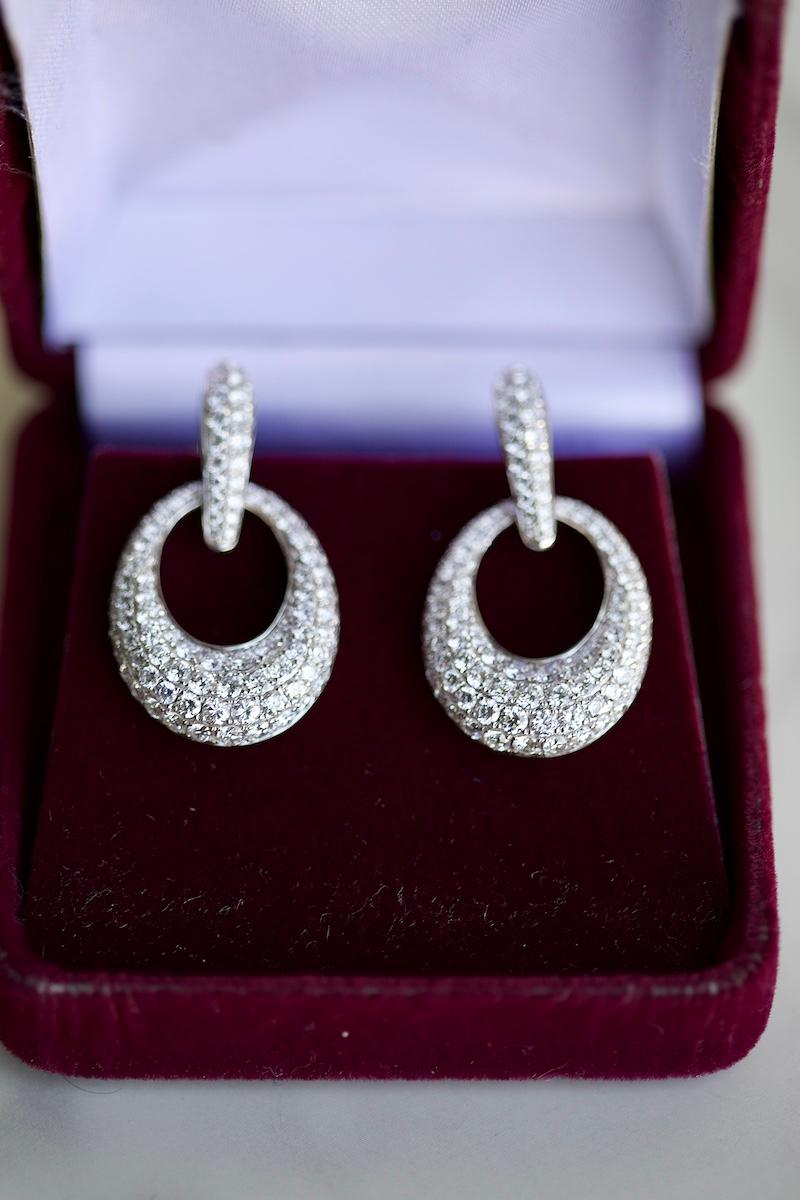 Women's or Men's 4.99 Carat Total Weight Diamond 18k White Gold Day to Night Earrings For Sale