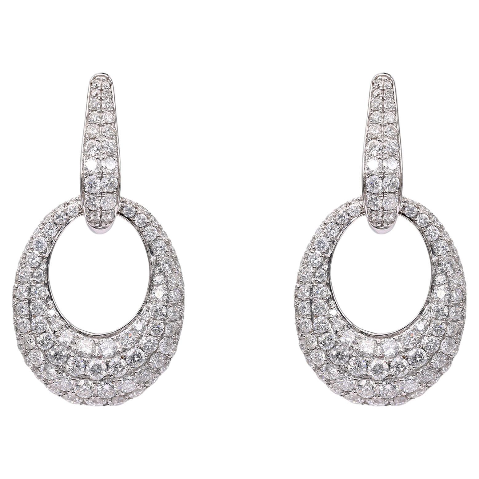 4,99 Karat Gesamtgewicht Diamant-Ohrringe aus 18k Weißgold Tag- bis Nacht im Angebot