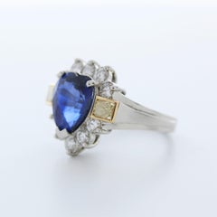4.99 Carat Weight Gemstone Sapphire, Heart Shape In Platinum & 18K Yellow Gold
