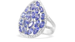 Anello di moda con tanzanite taglio marquise in argento 925 (5x2,5) Anello promessa