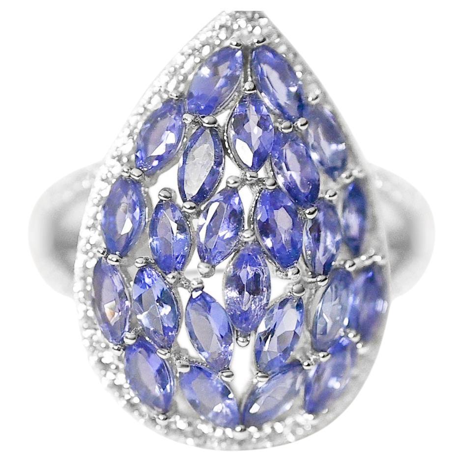 4.99 Ct Tanzanite Ring 925 Sterling Silver Rhodium Plated Fashion Rings For Sale