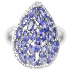 4.99 Ct Tanzanite Ring 925 Sterling Silver Rhodium Plated Fashion Rings