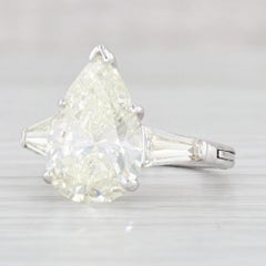 4.99ctw Pear Diamond Teardrop Engagement Ring Platinum Size 5 Arthritic Band GIA