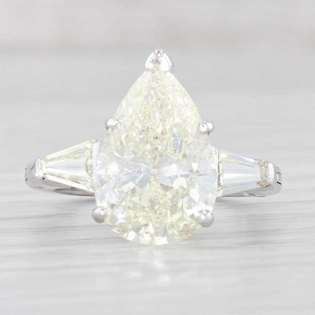 Pear Cut 4.99ctw Pear Diamond Teardrop Engagement Ring Platinum Size 5 Arthritic Band GIA For Sale