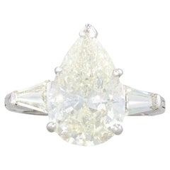 4.99ctw Pear Diamond Teardrop Engagement Ring Platinum Size 5 Arthritic Band GIA