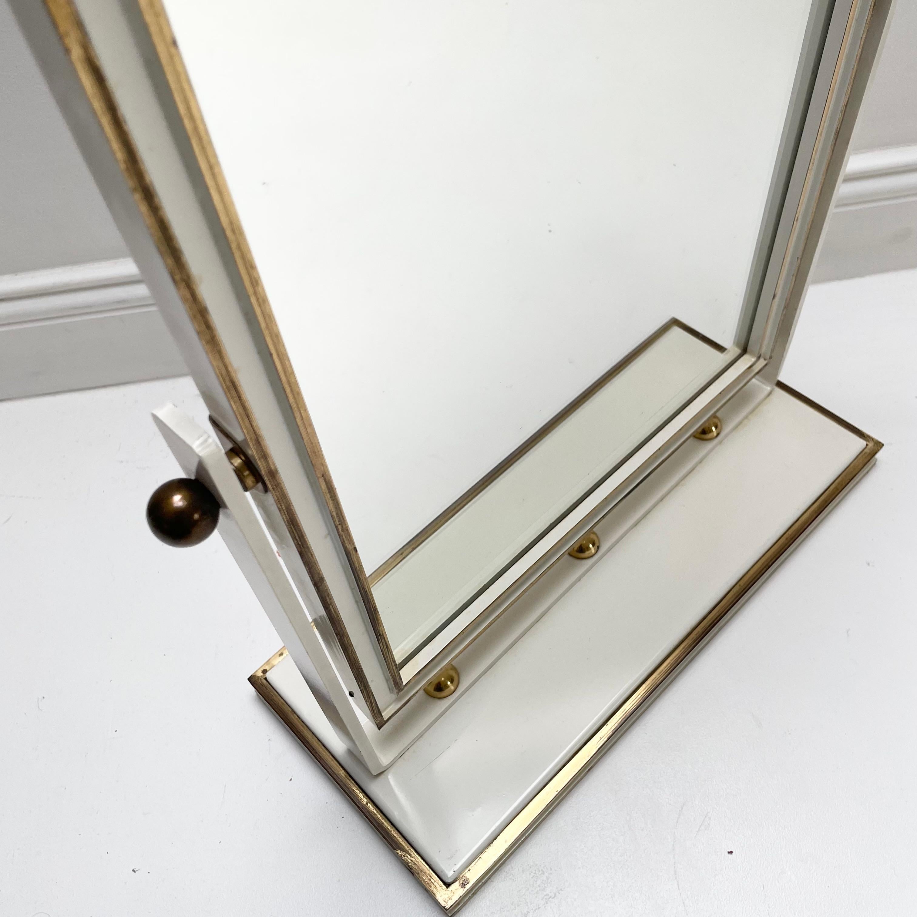 49cm  Brass + metal Table Mirror Vereinigte Werkstätten München, Germany 1950s For Sale 1