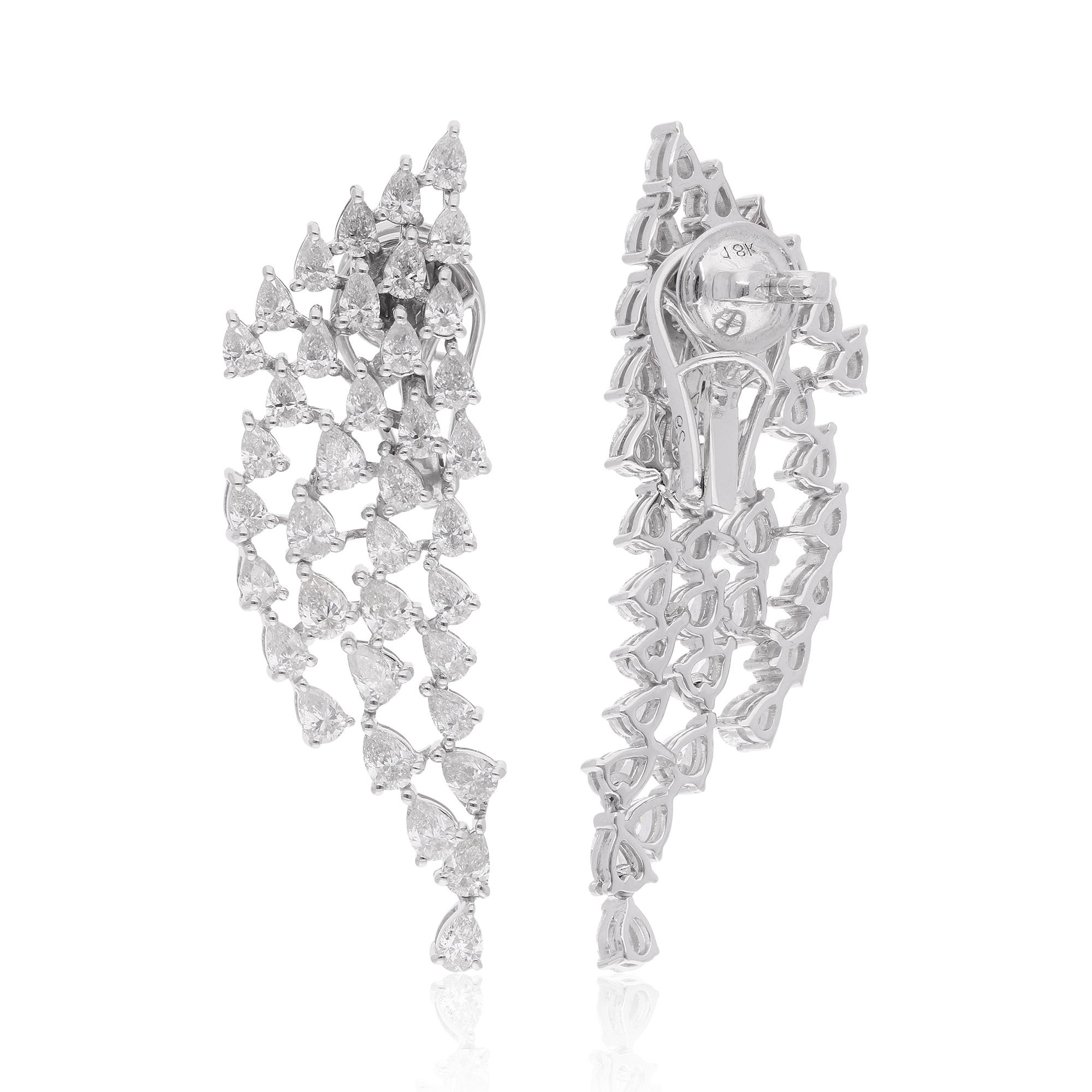 Women's 4.9Ct Pear Cut SI/H Natural Diamond Cluster Dangle Earrings 14k White Gold For Sale