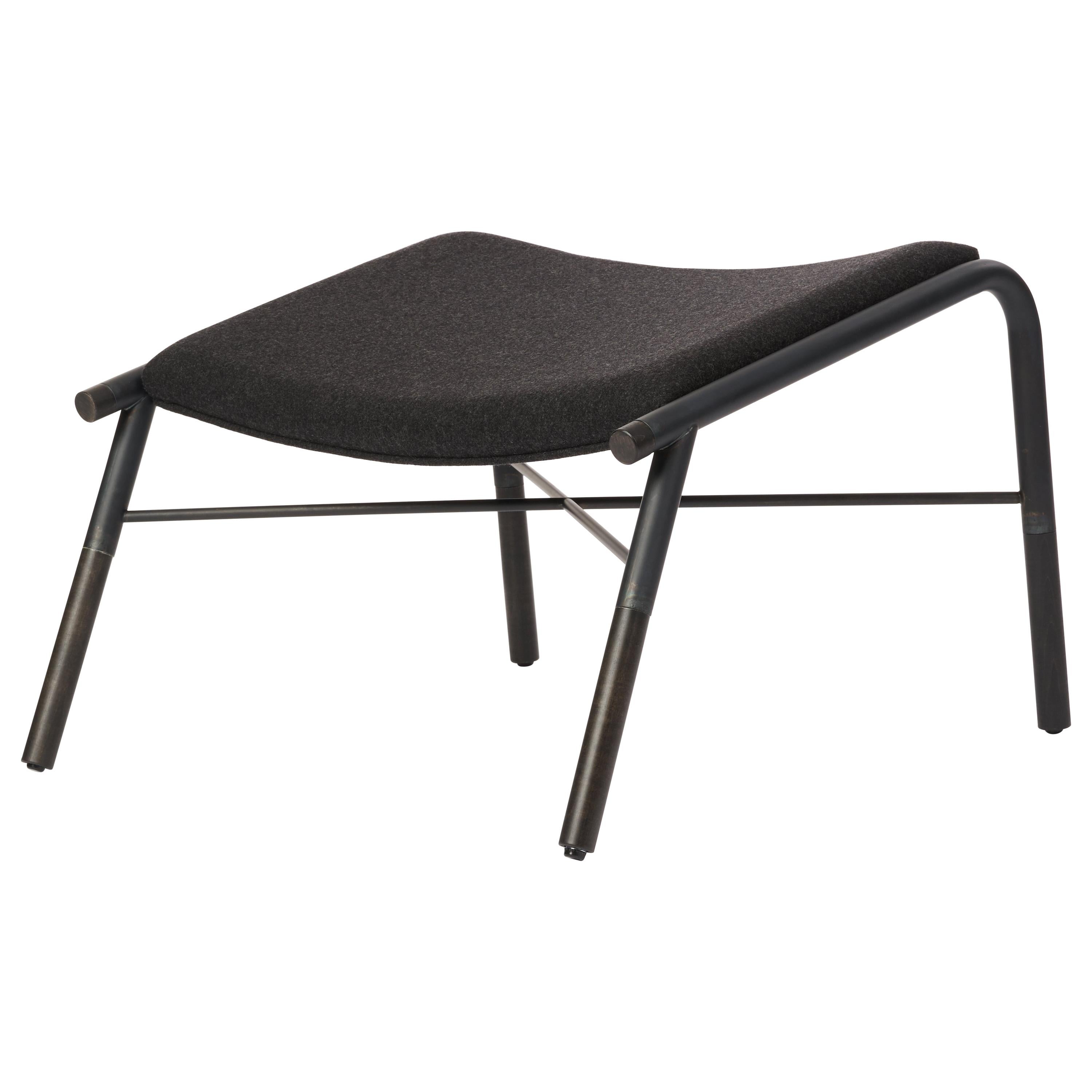 49N Lounge Chair Ottoman, Melton Wool and Eco-Friendly Powder Coated Steel Frame For Sale