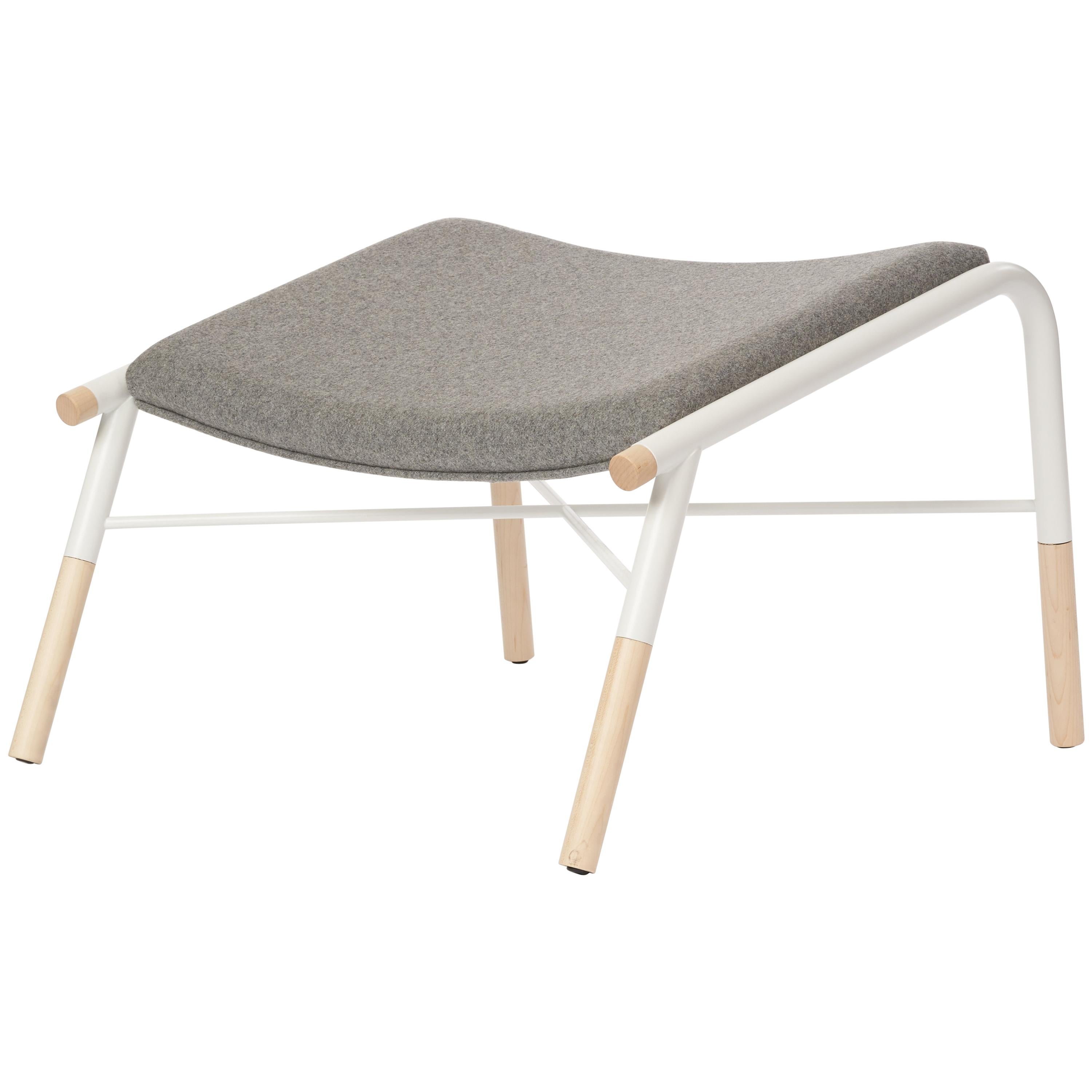 49n Lounge Chair Ottoman, Melton Wool and Eco-Friendly Powder Coated Steel Frame For Sale