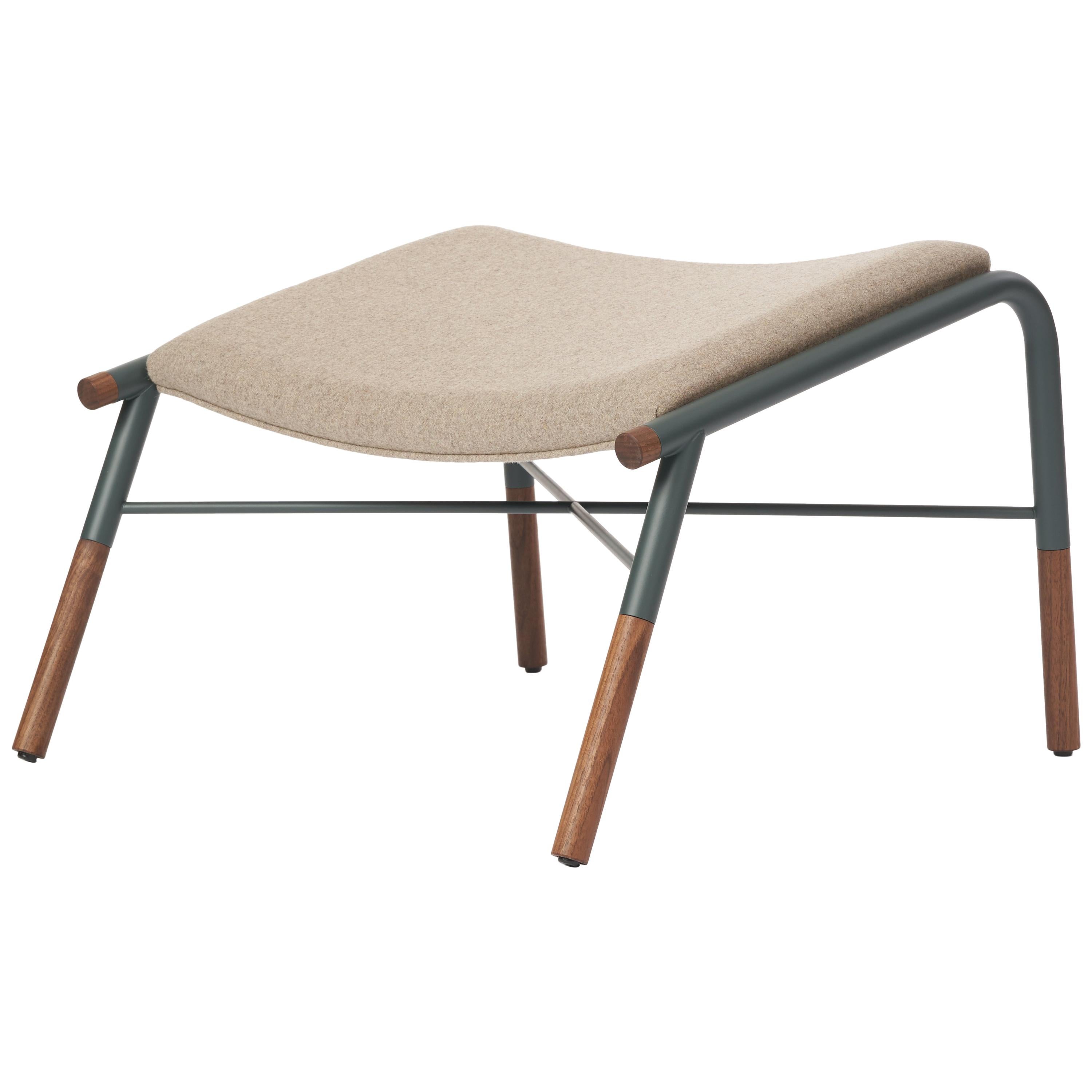 49N Lounge Chair Ottoman, Melton Wool and Eco-Friendly Powder Coated Steel Frame For Sale