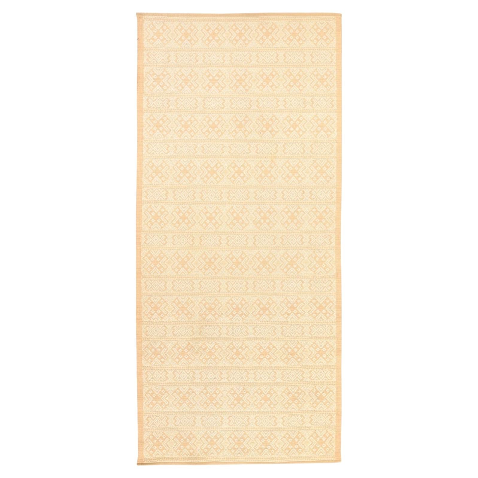 4'9"x10'9" Ivory Hand Knotted Natural Wool Double Weft Soumak Runner Rug For Sale
