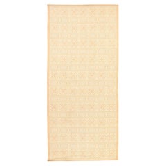 4'9"x10'9" Ivory Hand Knotted Natural Wool Double Weft Soumak Runner Rug