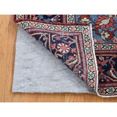 Tapis en pure laine, noué à la main, de style Serapi Heriz antique, rouge cramoisi, 4'9" x 5'9"