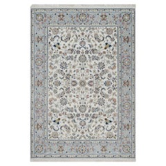 4
9"x6
10" Ivory Nain with All Over Flower Pattern Wool 
Silk Hand Knotted Rug