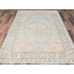 4'9"x6'9" Misty Gray Anatolian Village Design Turkish Knot Hand Knotted Wool Rug