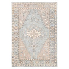 4'9"x6'9" Misty Gray Anatolian Village Design Turkish Knot Hand Knotted Wool Rug