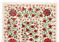 4.9x7 Ft Silk Embroidery Bed Cove, copritavolo Needlework, Suzani Wall Hanging