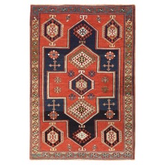 4'9"x7'1" Red Antique Caucasian Armenian Kazak Pure Wool Hand Knotted Rug