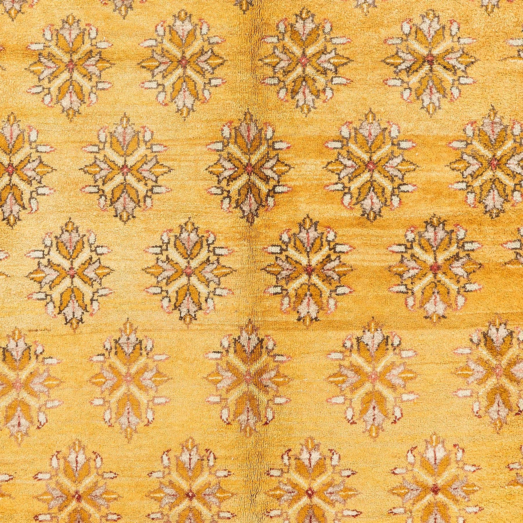 5x10 Ft One-of-a-Kind 1950s Handmade Turkish Wool Rug in Butterscotch Yellow In Good Condition For Sale In Philadelphia, PA