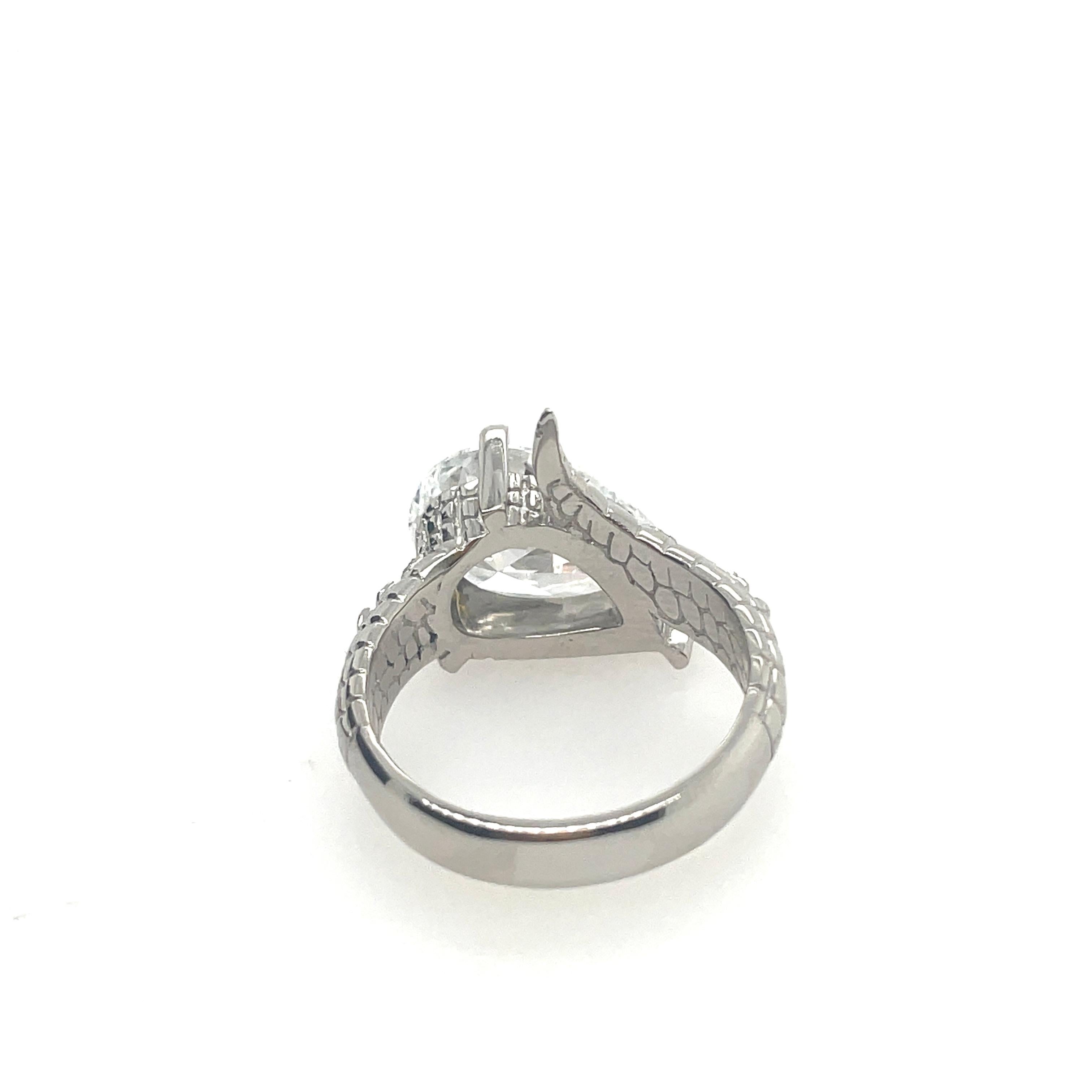 For Sale:  4ct Diamond Croc Dragon Tail Ring in platinum and white diamonds  5