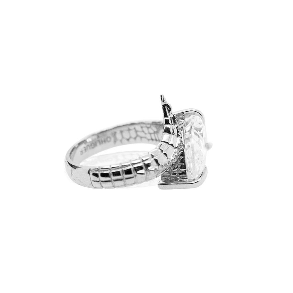 For Sale:  4ct Diamond Croc Dragon Tail Ring in platinum and white diamonds  3