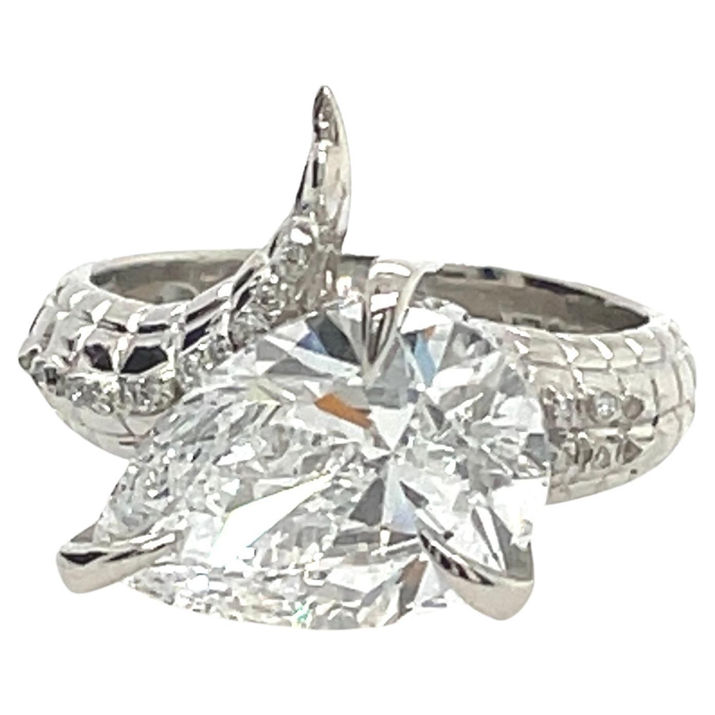 For Sale:  4ct Diamond Croc Dragon Tail Ring in platinum and white diamonds  2
