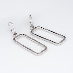 Orecchini a goccia con diamanti da 4 carati in oro bianco 18 carati Grande quadrato Estate Jewelry