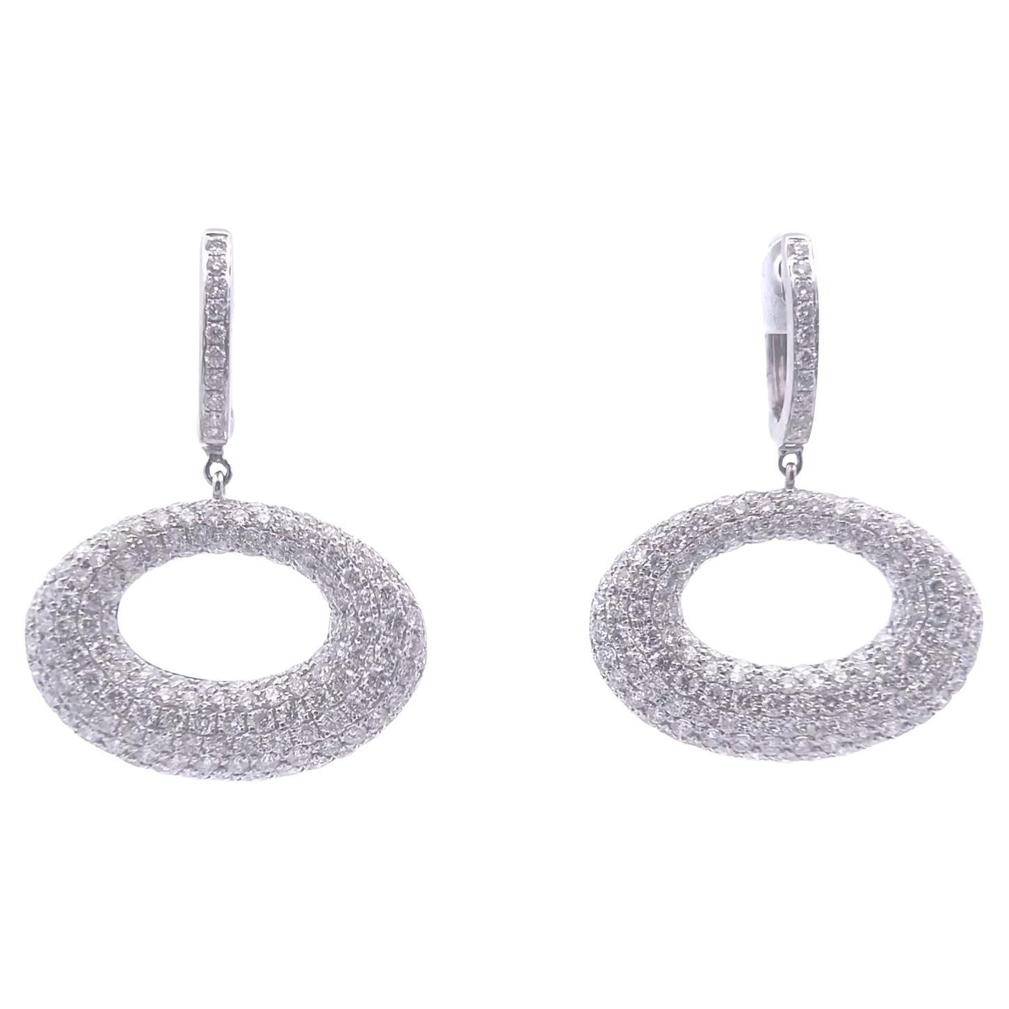 4ct Diamond Oval Dangle Earrings in 18k Gold