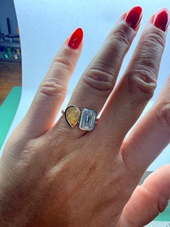 4ct Diamond ring Fancy yellow diamond ring RARE engagement ring 18KT gold