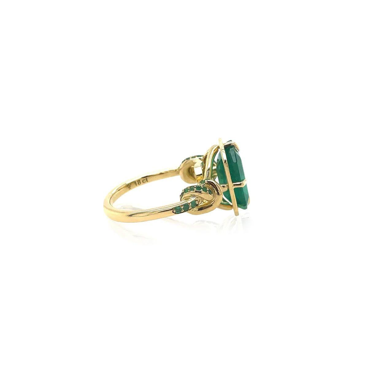 For Sale:  4ct Emerald Cut Forget Me Knot in 18ct yellow gold 3