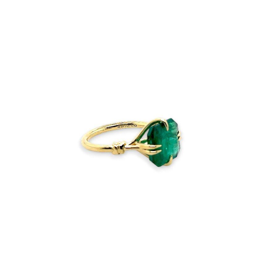 For Sale:  4ct Emerald Cut Forget Me Knot ring in 18k 4