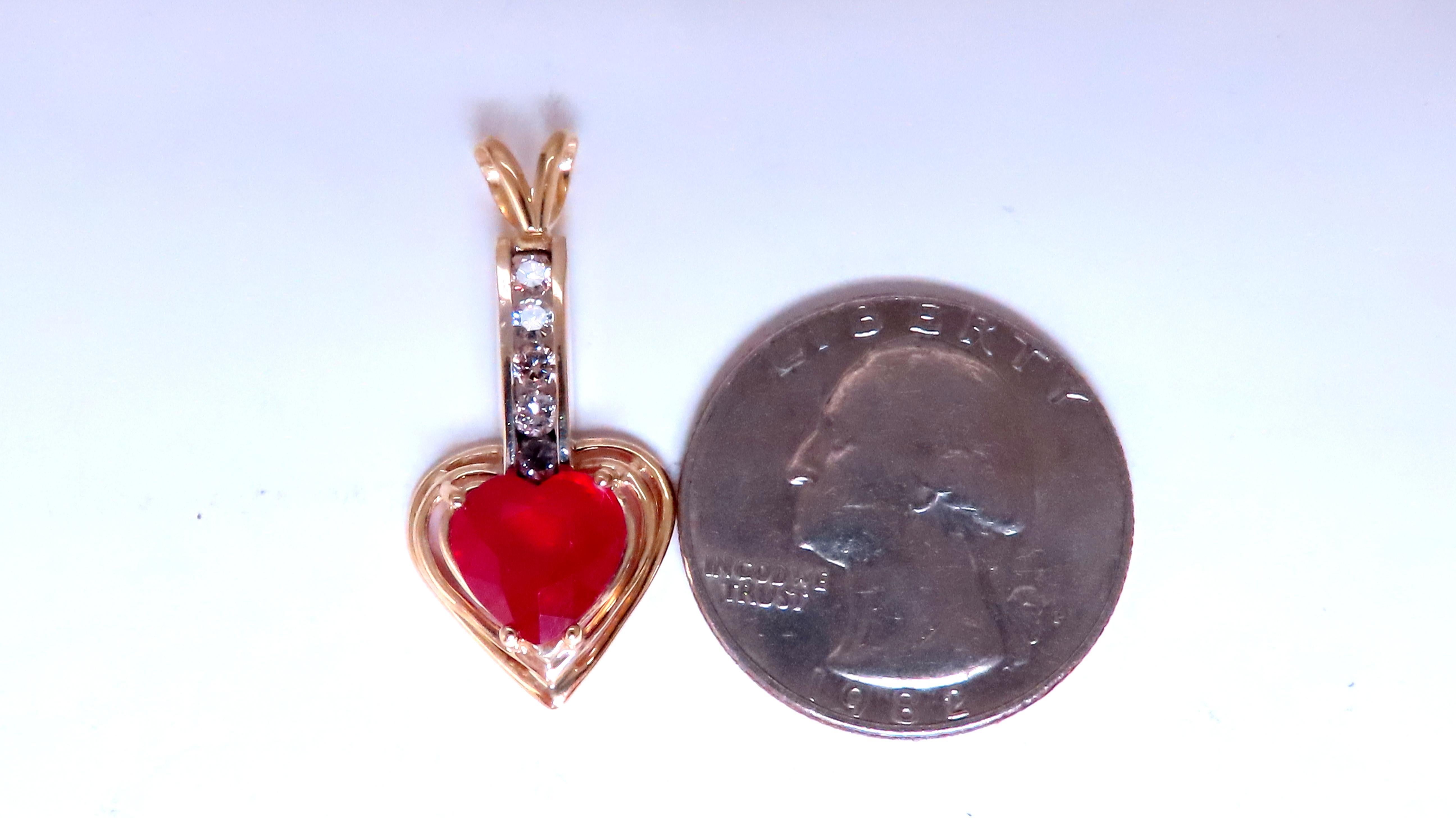 4ct  Colgante Corazón Realzado Diamante Rubí 14kt 12519 Contemporáneo en venta