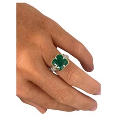 4 Carat Forget Me Knot Emerald Ring in 22k and Platinum with Diamonds