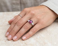 4ct+ GIA Pink Sapphire & 1.12ctw Diamond Platinum Engagement Ring Shield Cut