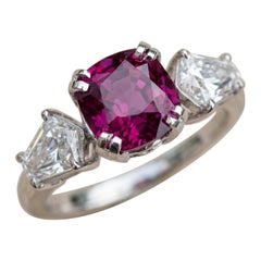 4ct+ GIA Pink Sapphire & 1.12ctw Diamond Platinum Engagement Ring Shield Cut