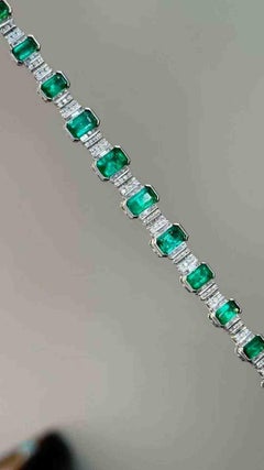 4ct Green Emerald and 0.93ct Diamond Platinum Bracelet