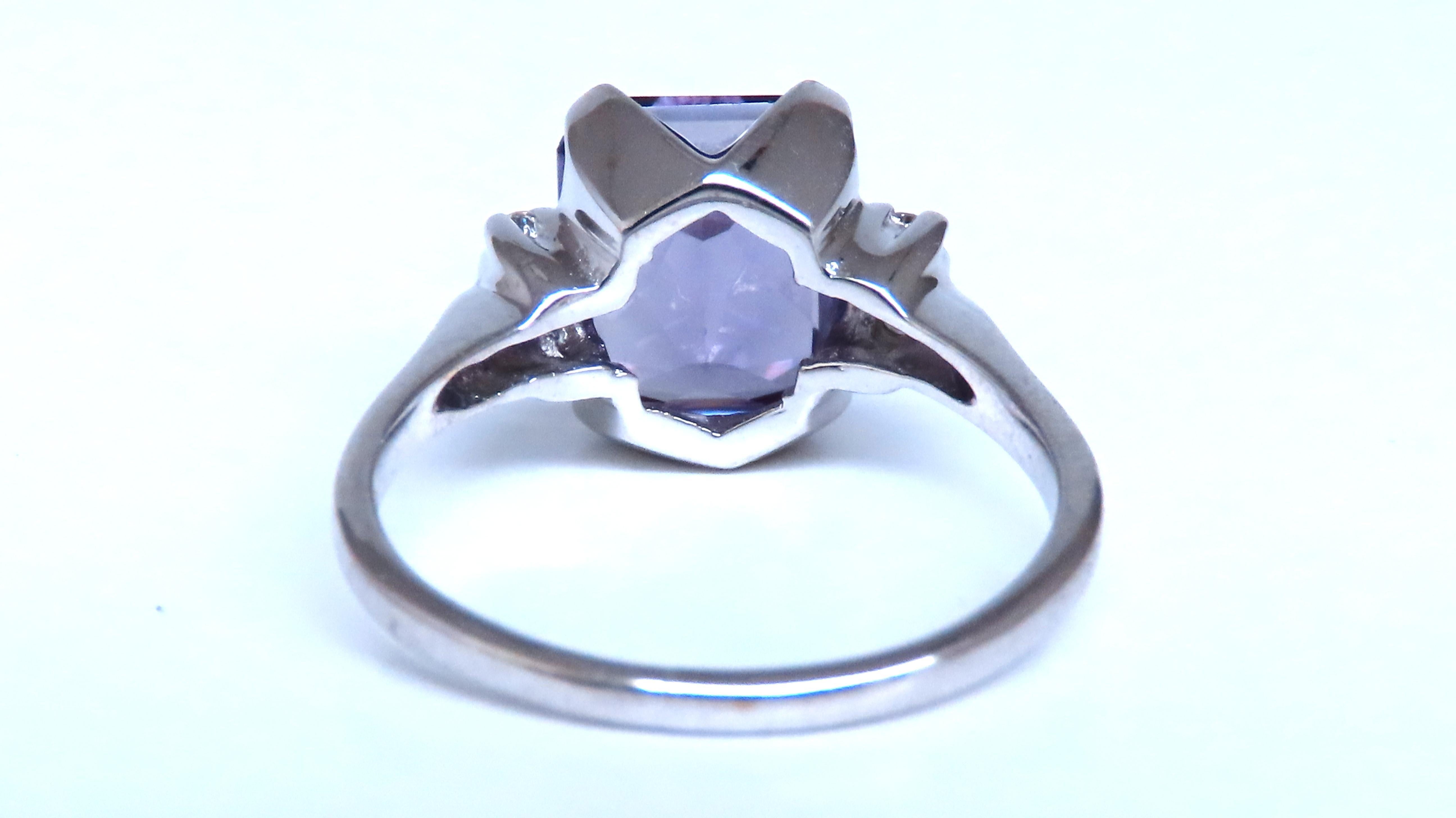 Modern 4ct Lab Alexanderite Diamonds Ring 10kt Gold 16511 For Sale