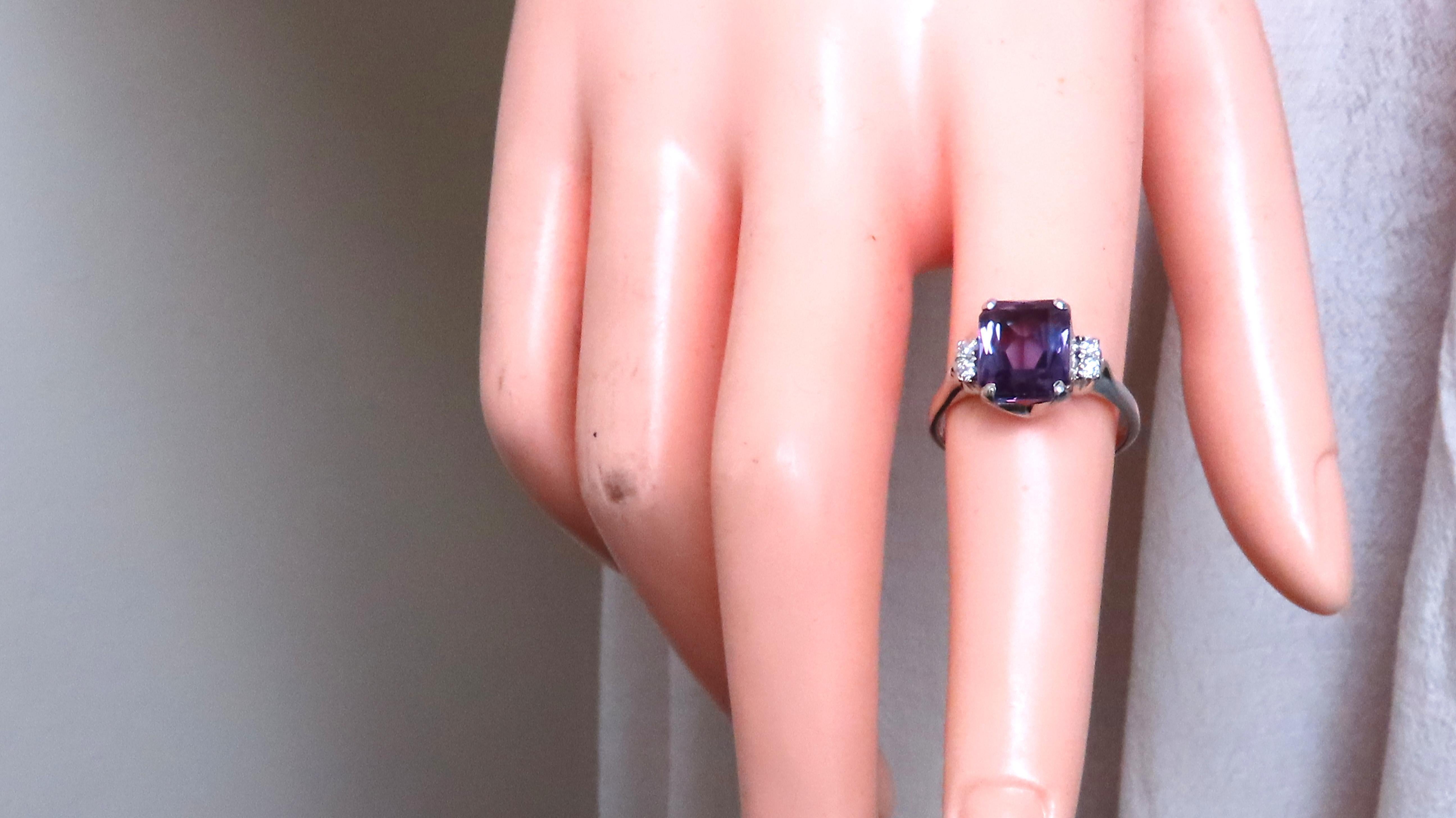 Round Cut 4ct Lab Alexanderite Diamonds Ring 10kt Gold 16511 For Sale