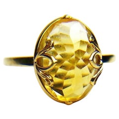 4ct Large Citrine Solitaire ring open basket ring cocktail ring 18KT yellow gold