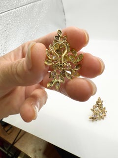 4ct Large floral earrings 18KT diamond earrings yellow gold